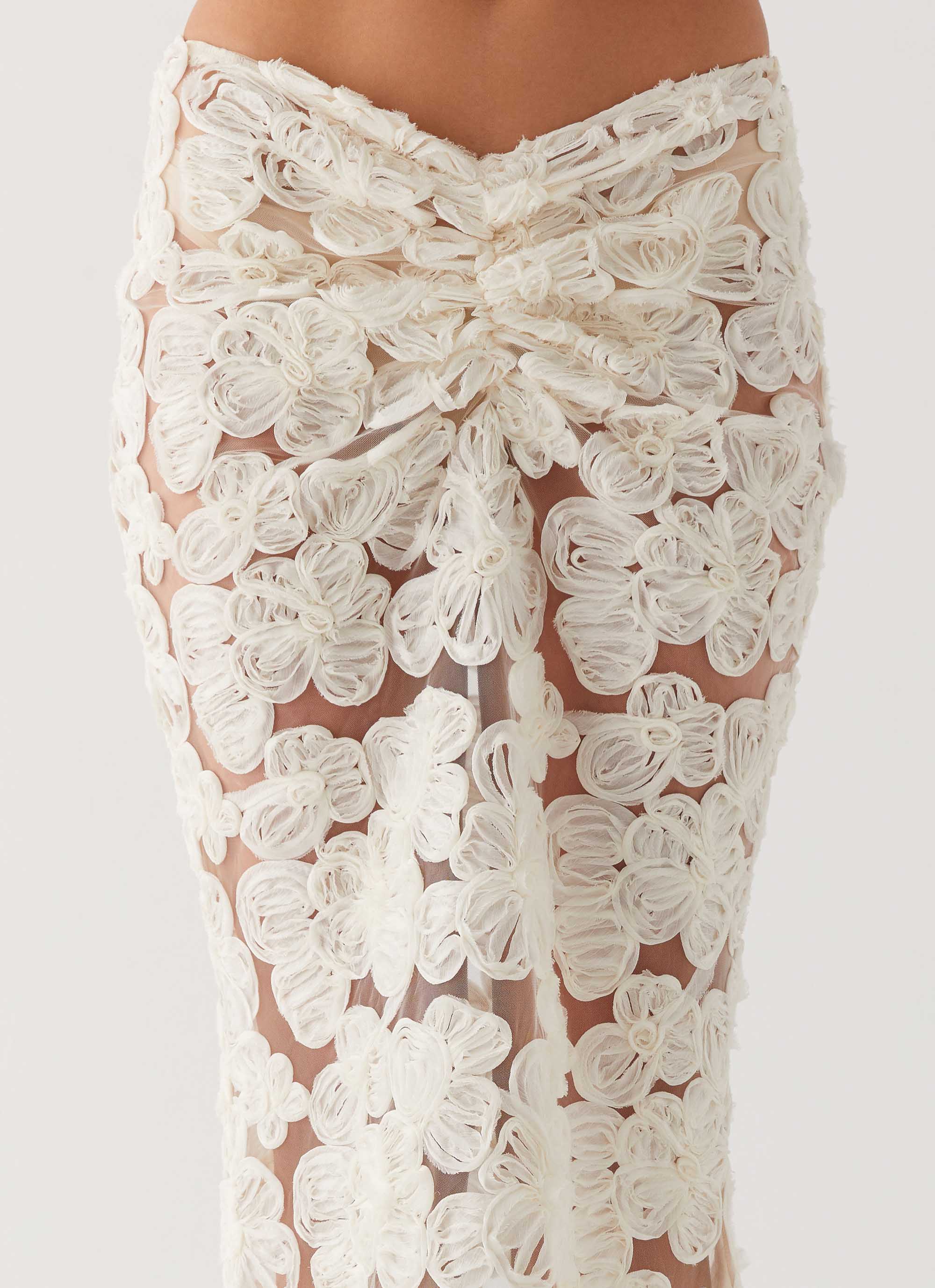 Womens Fiorella Floret Maxi Skirt in the colour Ivory in front of a light grey background