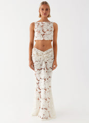 Womens Fiorella Floret Top in the colour Ivory in front of a light grey background