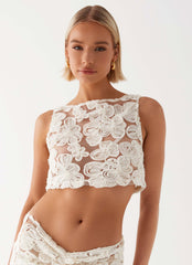 Womens Fiorella Floret Top in the colour Ivory in front of a light grey background