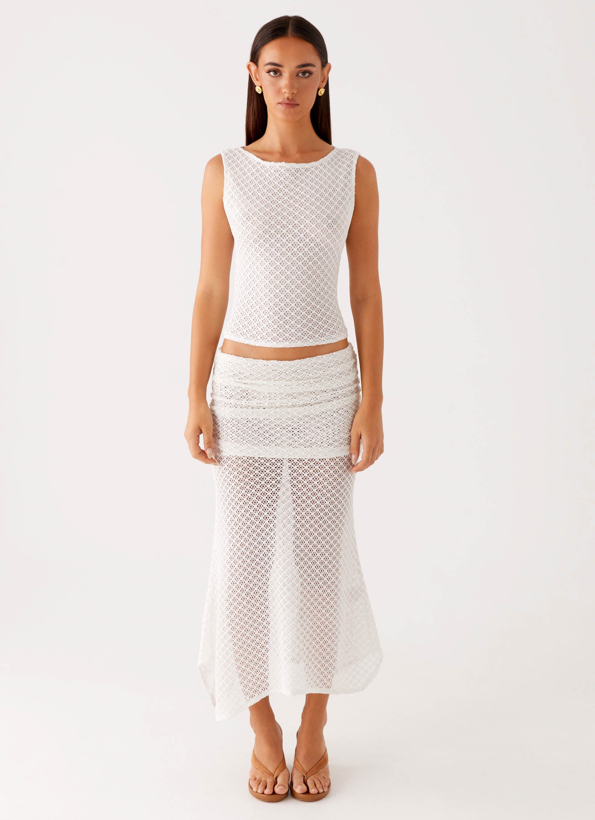 Genesis Midi Skirt White 1 Peppermayo