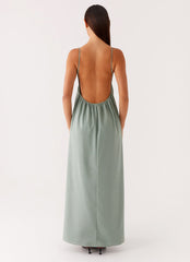 Greer Maxi Dress Sage 3 Peppermayo