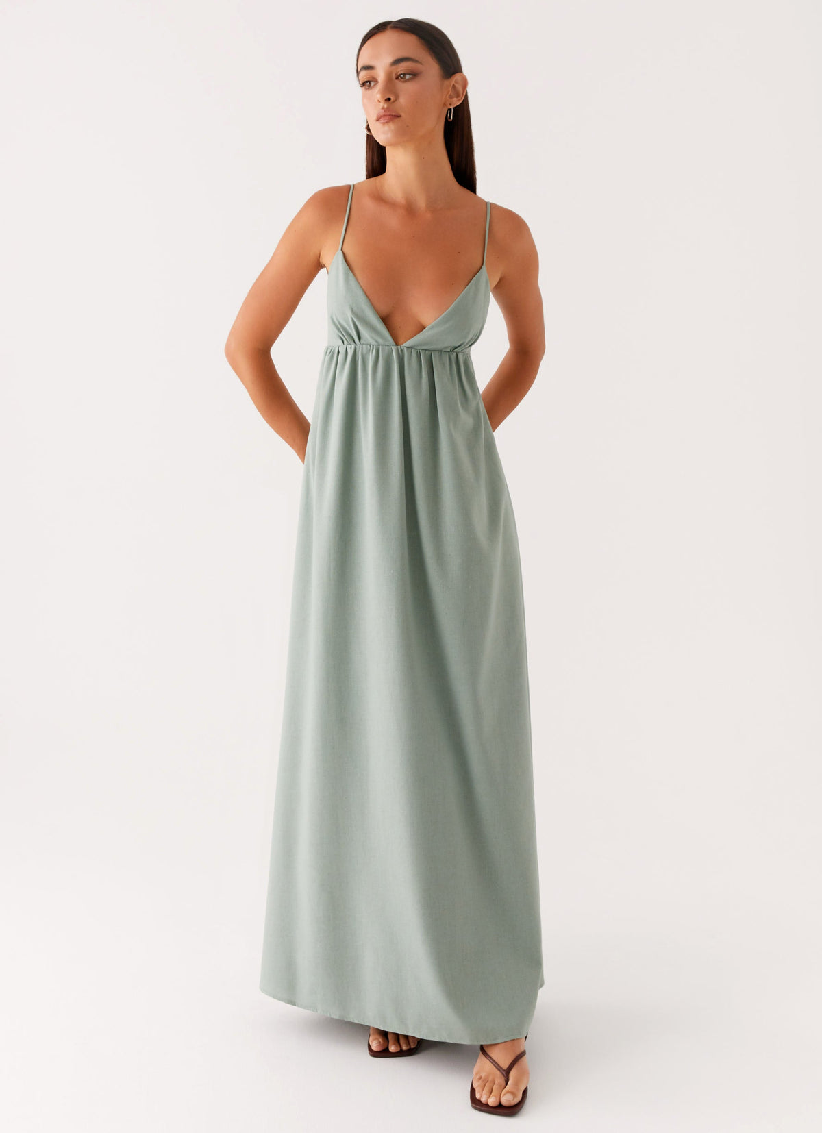 Greer Maxi Dress Sage 4 Peppermayo