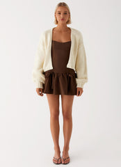 Womens Jasleen Knit Cardigan in the colour Ivory in front of a light grey background