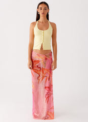 Jovani Maxi Skirt Tropical Pink Print 1 Peppermayo