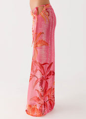 Jovani Maxi Skirt Tropical Pink Print 2 Peppermayo