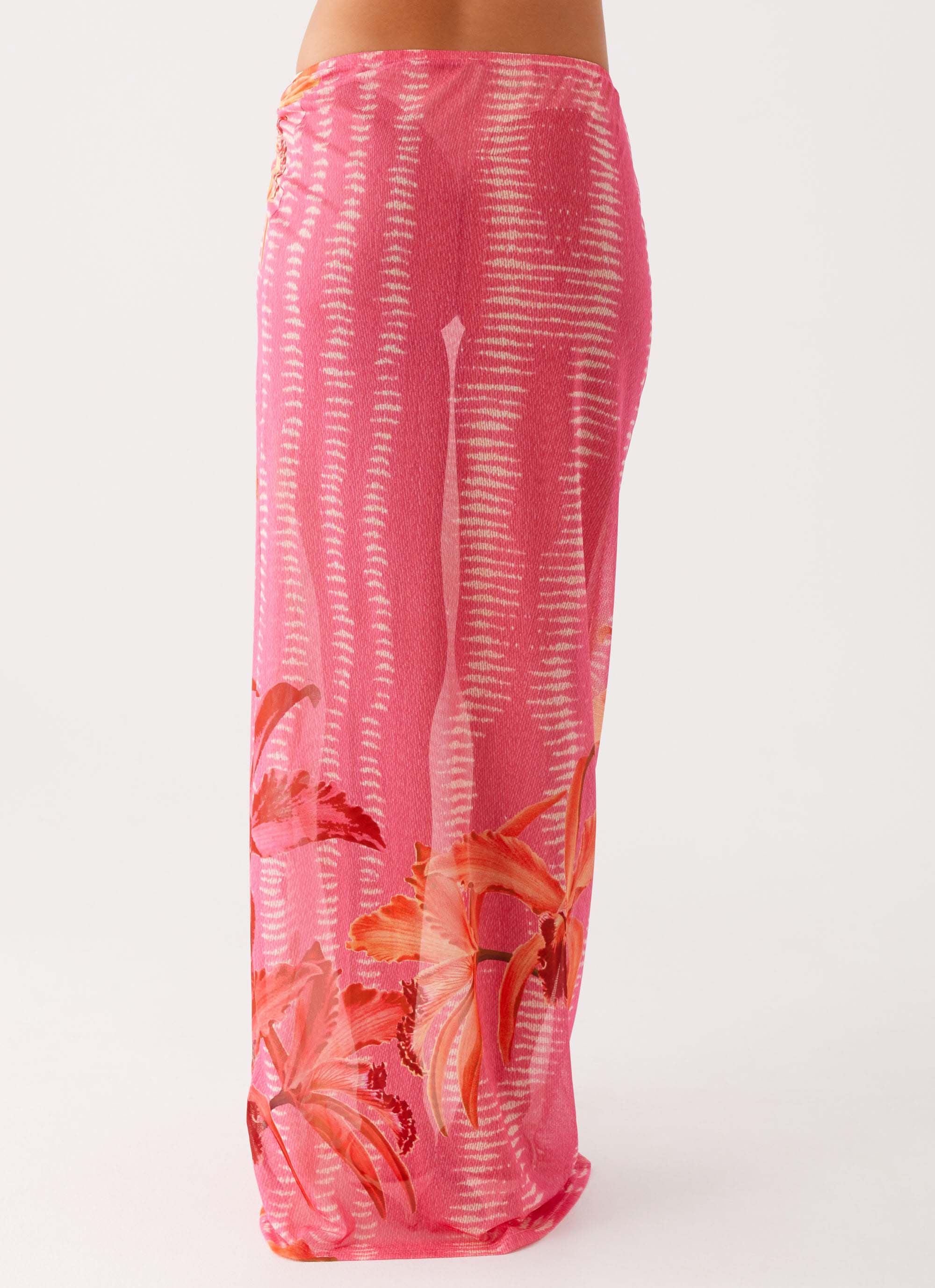 Jovani Maxi Skirt Tropical Pink Print 3 Peppermayo