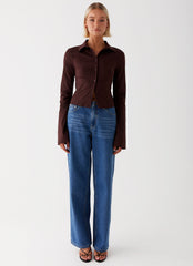 Womens Keanna Low Rise Jeans in the colour Indigo in front of a light grey background