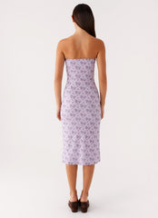 Kelia Strapless Midi Dress Lavender Meadow 3 Peppermayo