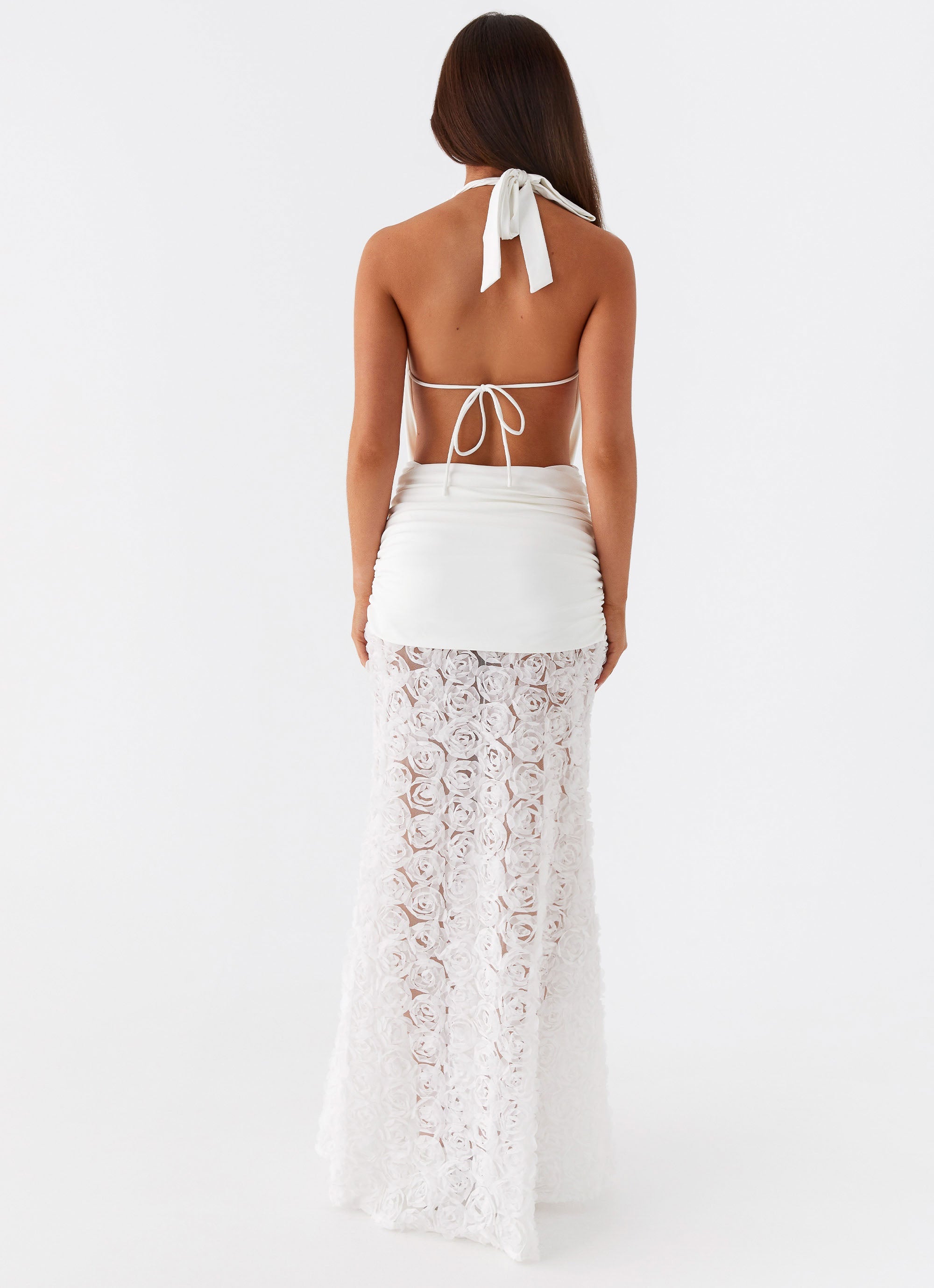 Womens Kita Textured Maxi Dress in the colour White in front of a light grey background
