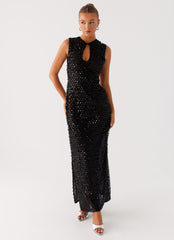 Kore Sequin Maxi Dress Black 3