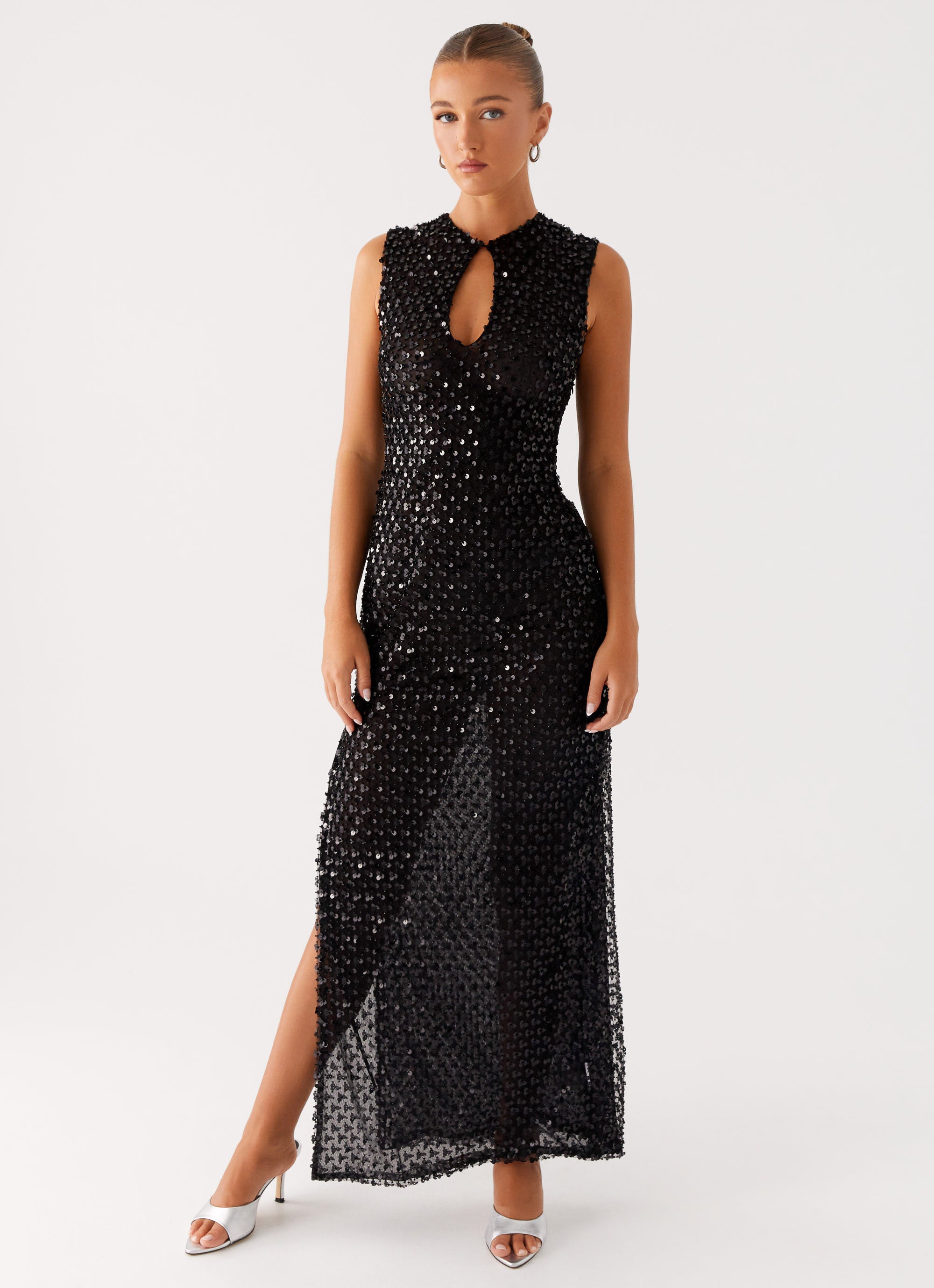 Kore Sequin Maxi Dress Black 4