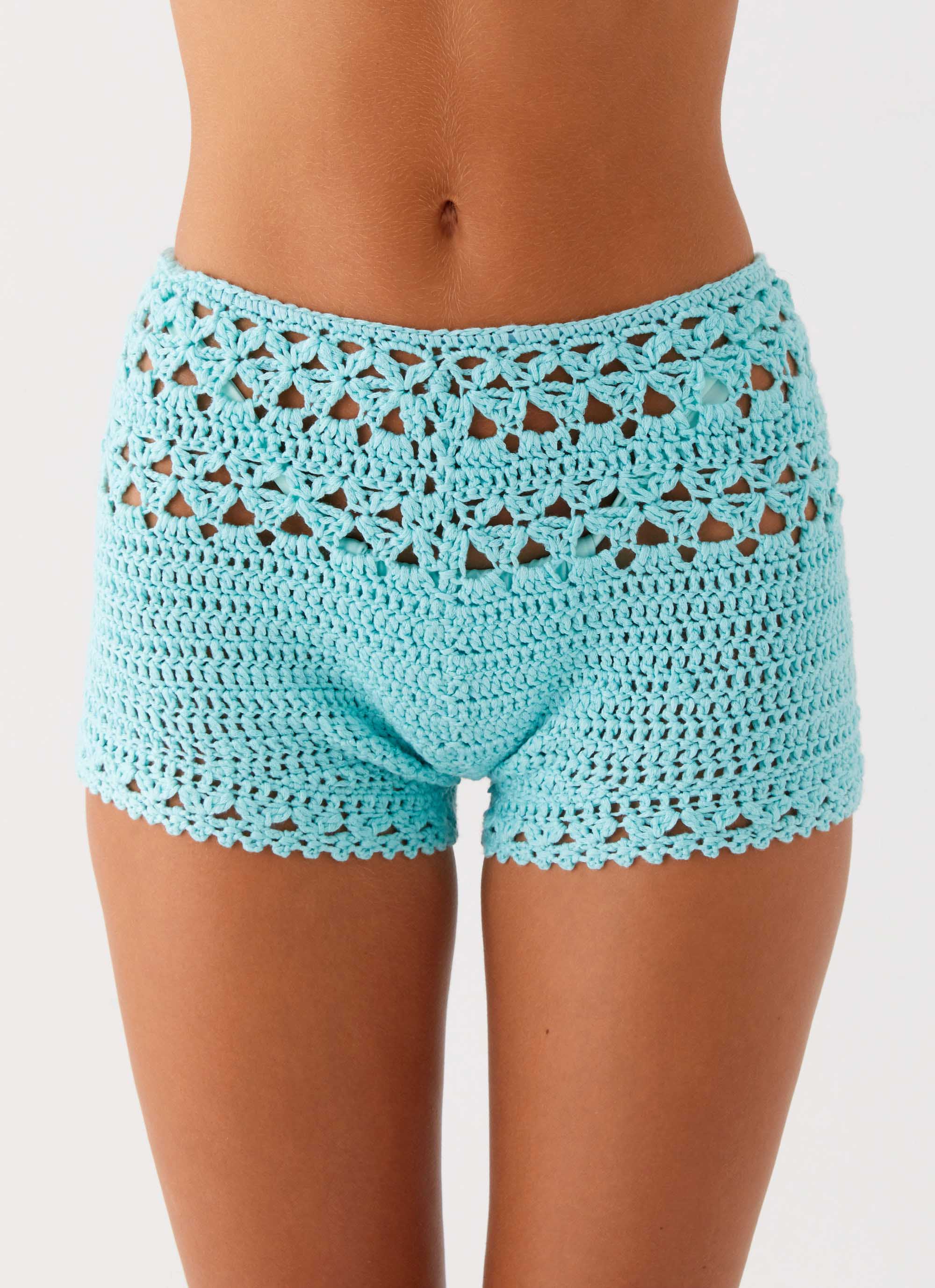 Kristelle Crochet Shorts Turquoise 4 Peppermayo