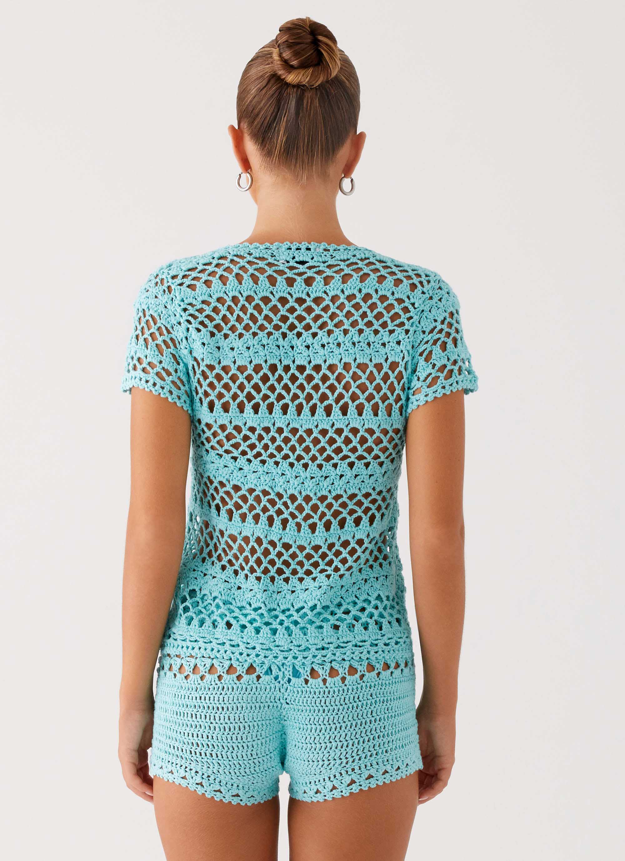 Kristelle Crochet Shorts Turquoise 5 Peppermayo