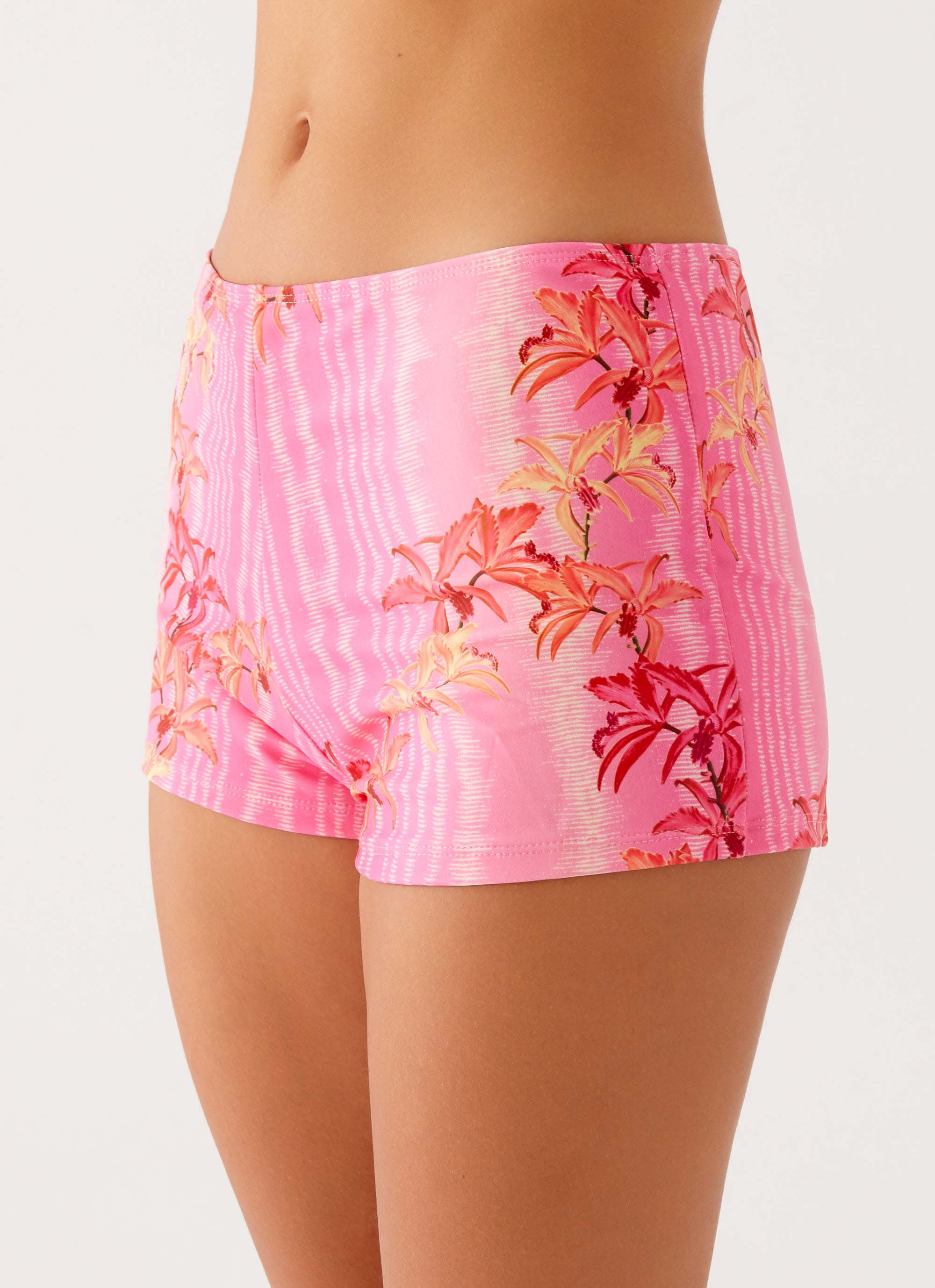 Layli Swim Shorts Tropical Pink Print 2 Peppermayo