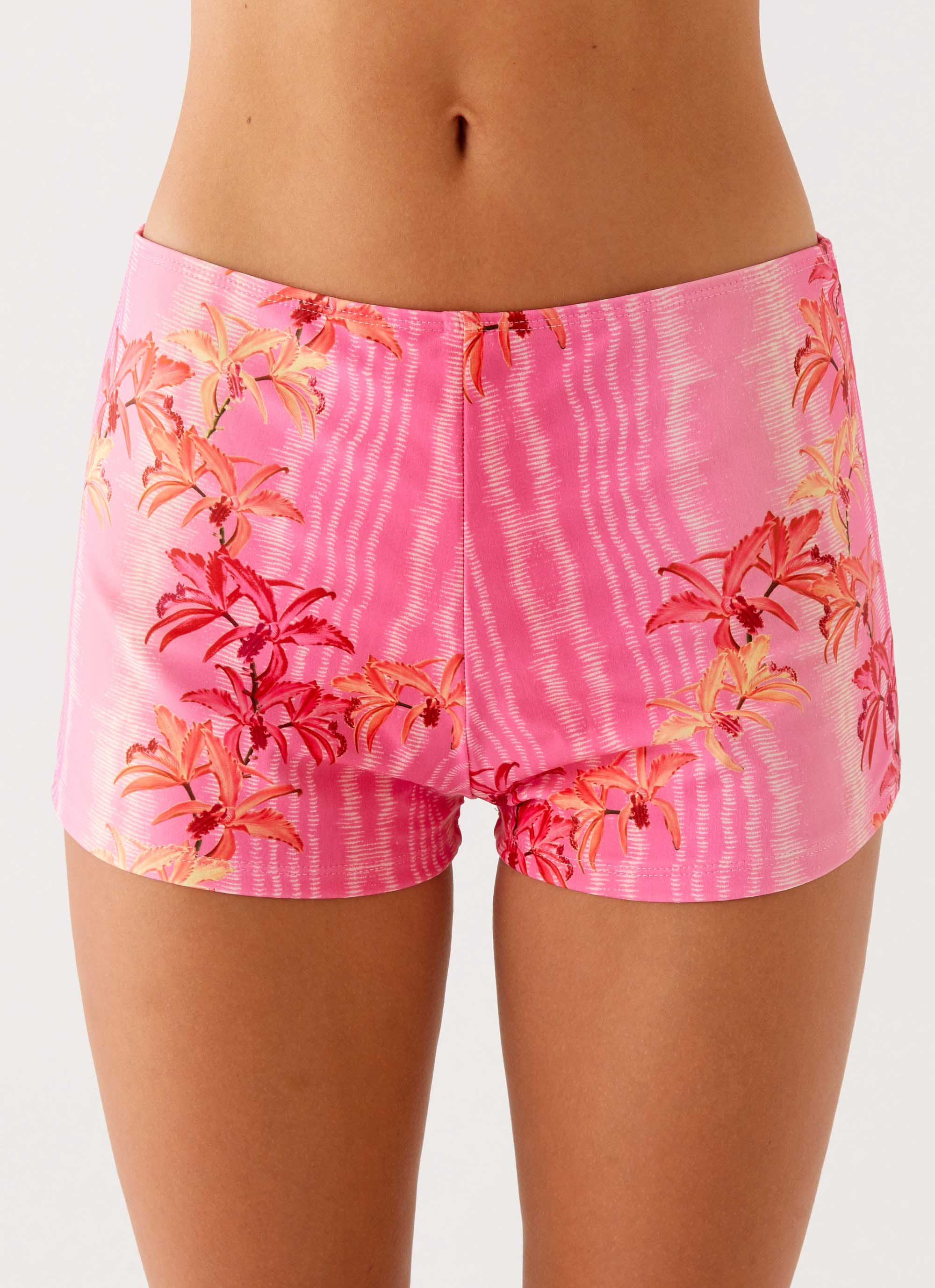 Layli Swim Shorts Tropical Pink Print 4 Peppermayo