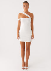 Lena Ruched Mini Dress Ivory 1