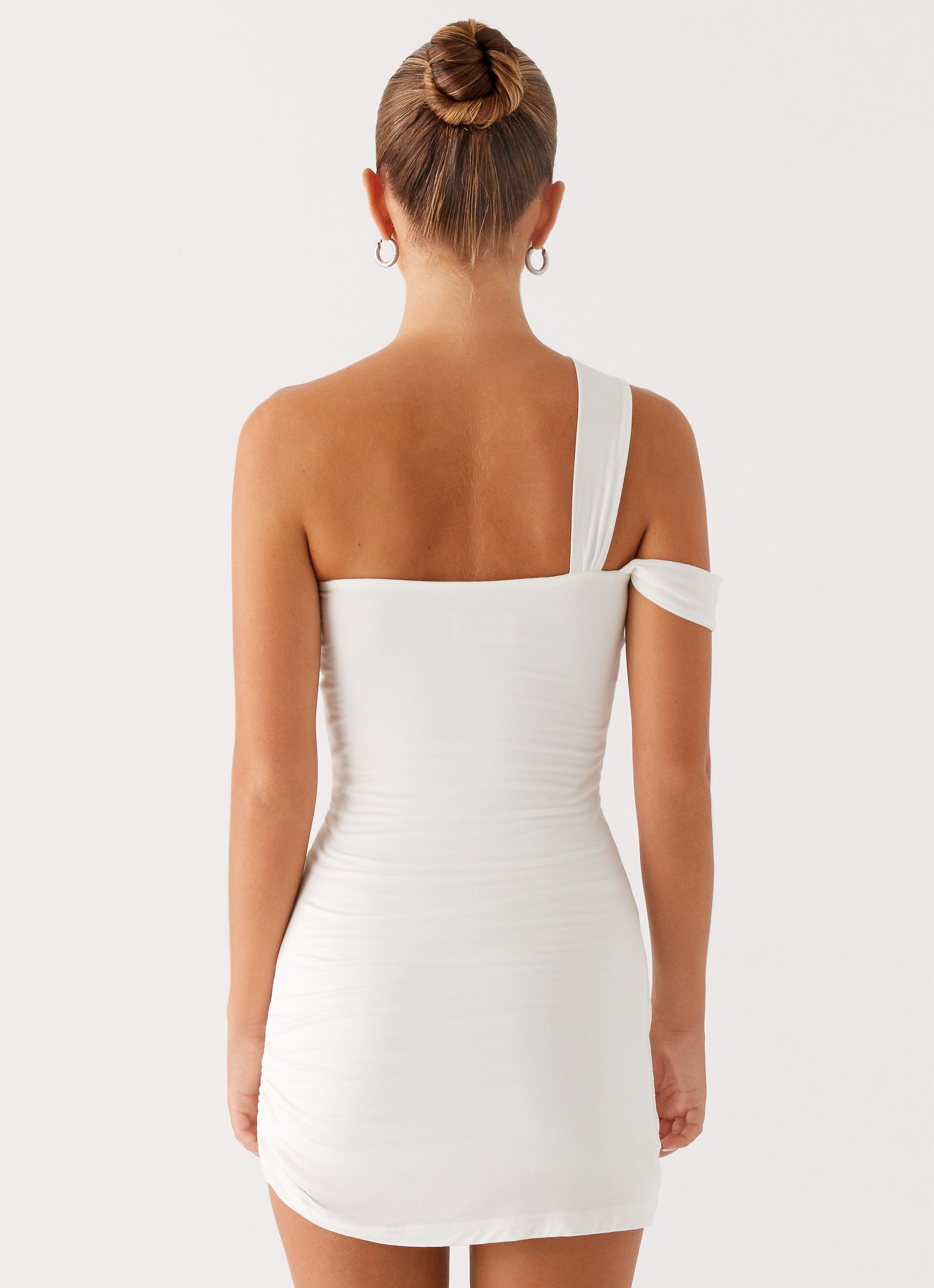 Lena Ruched Mini Dress Ivory 3