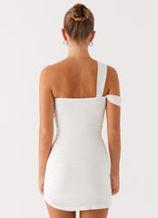 Lena Ruched Mini Dress Ivory 3