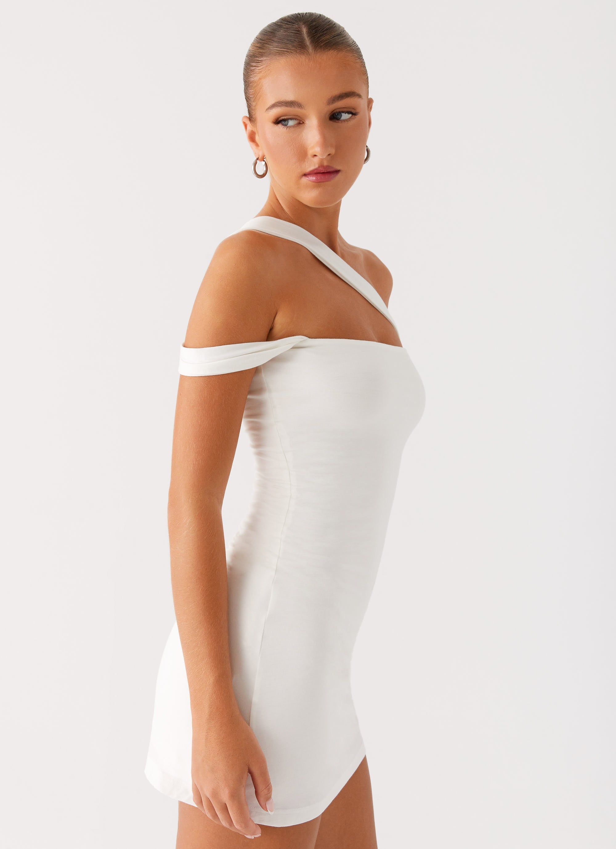 Lena Ruched Mini Dress Ivory 5