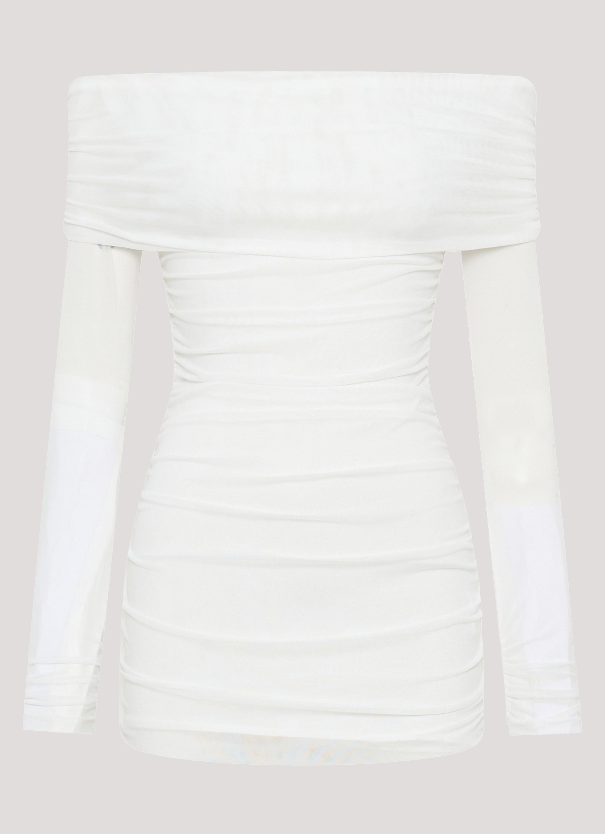 Womens Liquid Spirit Mini Dress in the colour White in front of a light grey background