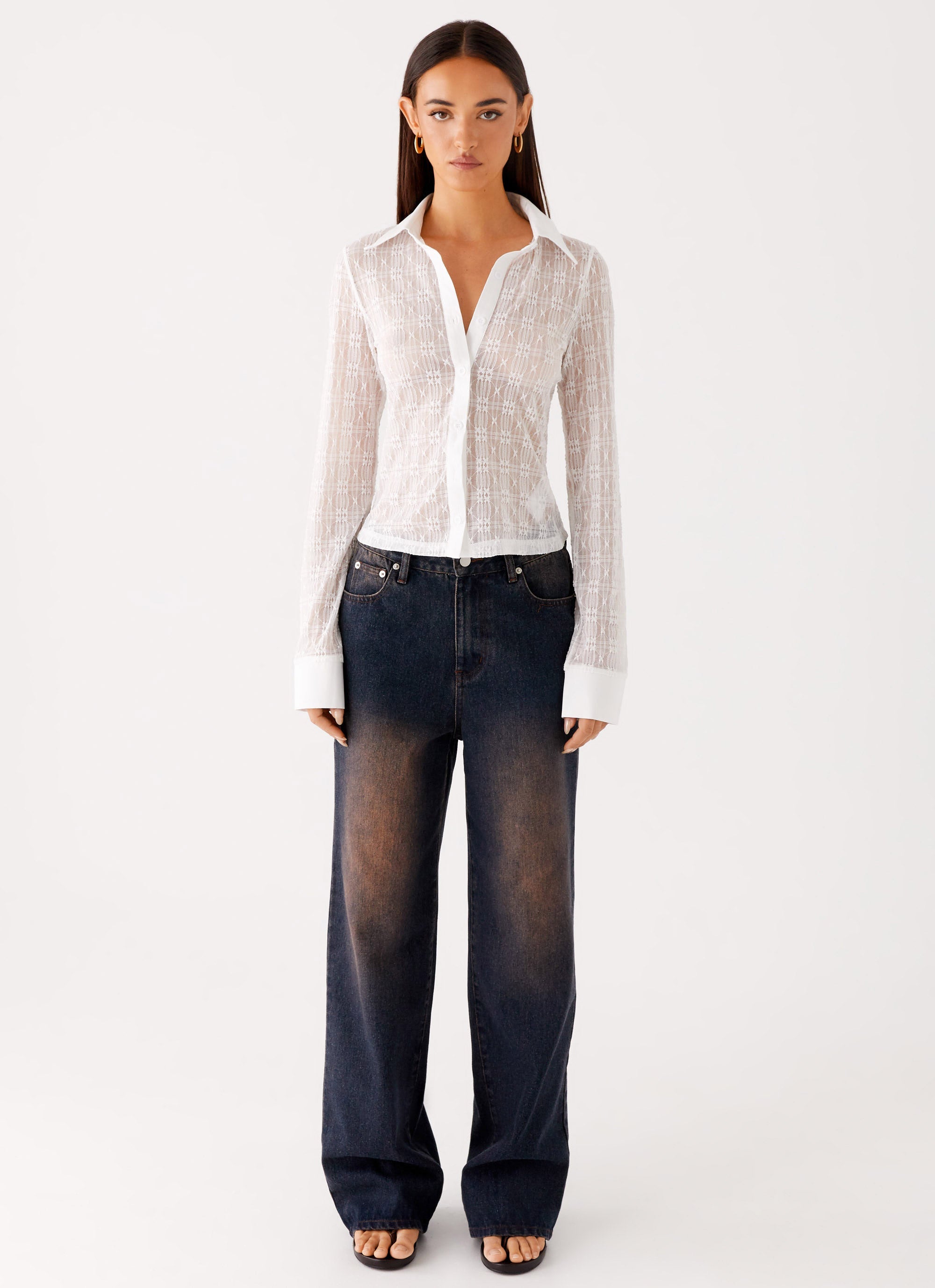 Loui Lace Long Sleeve Top White 1 Peppermayo