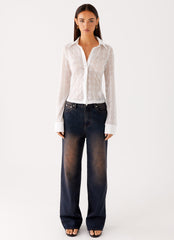 Loui Lace Long Sleeve Top White 1 Peppermayo