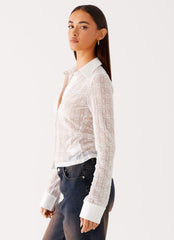 Loui Lace Long Sleeve Top White 2 Peppermayo