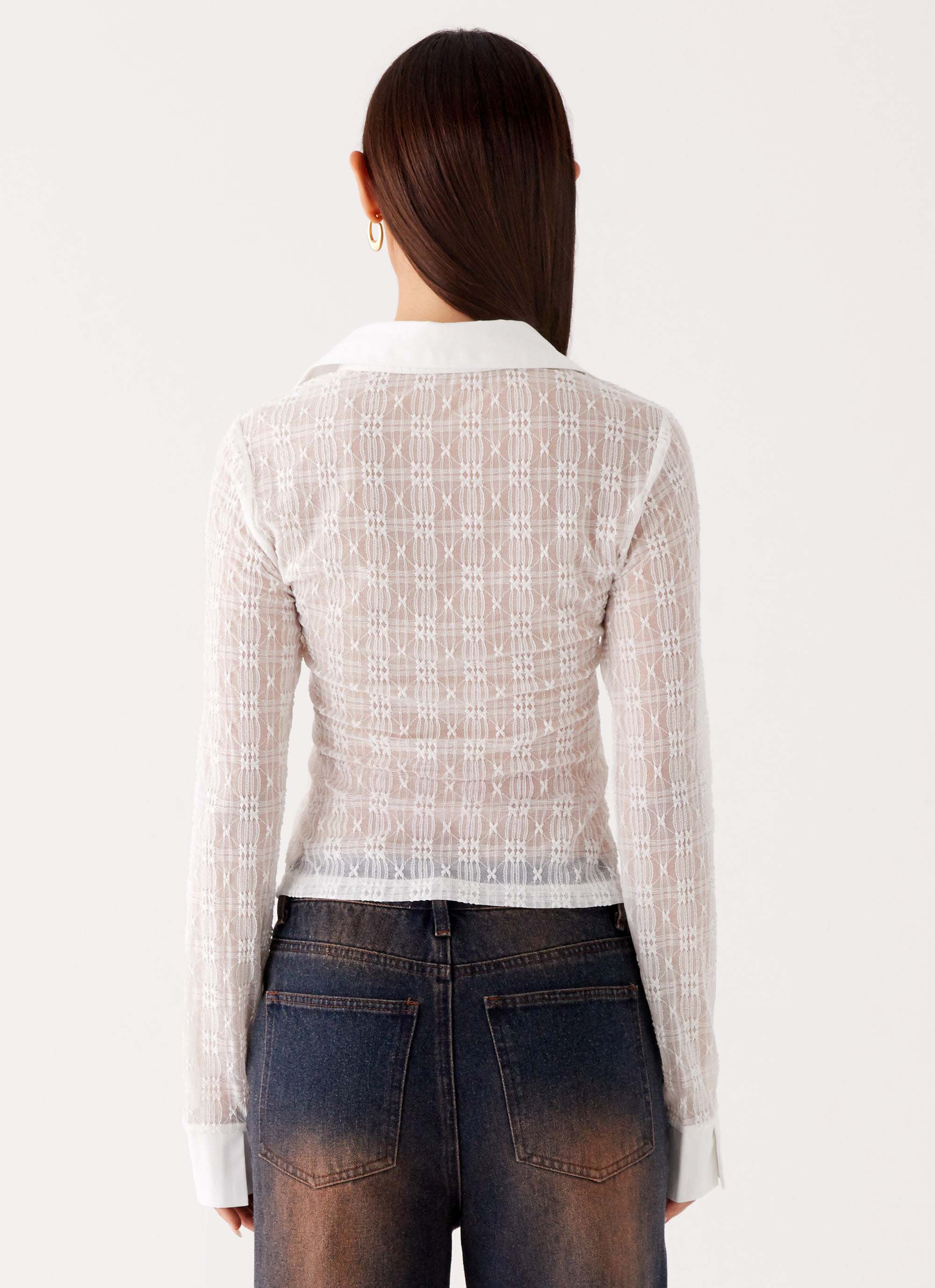 Loui Lace Long Sleeve Top White 3 Peppermayo