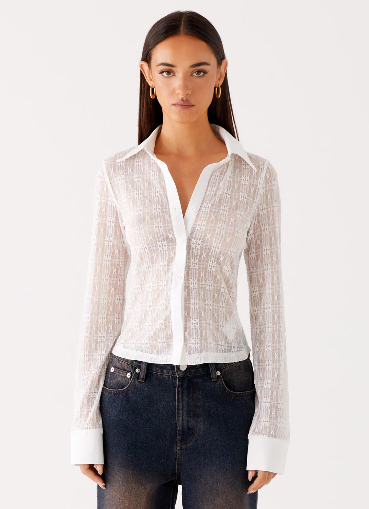 Loui Lace Long Sleeve Top White 5 Peppermayo