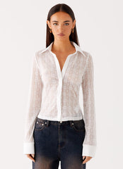Loui Lace Long Sleeve Top White 5 Peppermayo