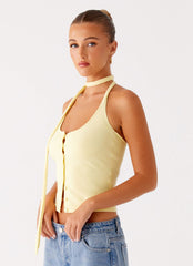 Madden Knit Scarf Top Yellow 2 Peppermayo