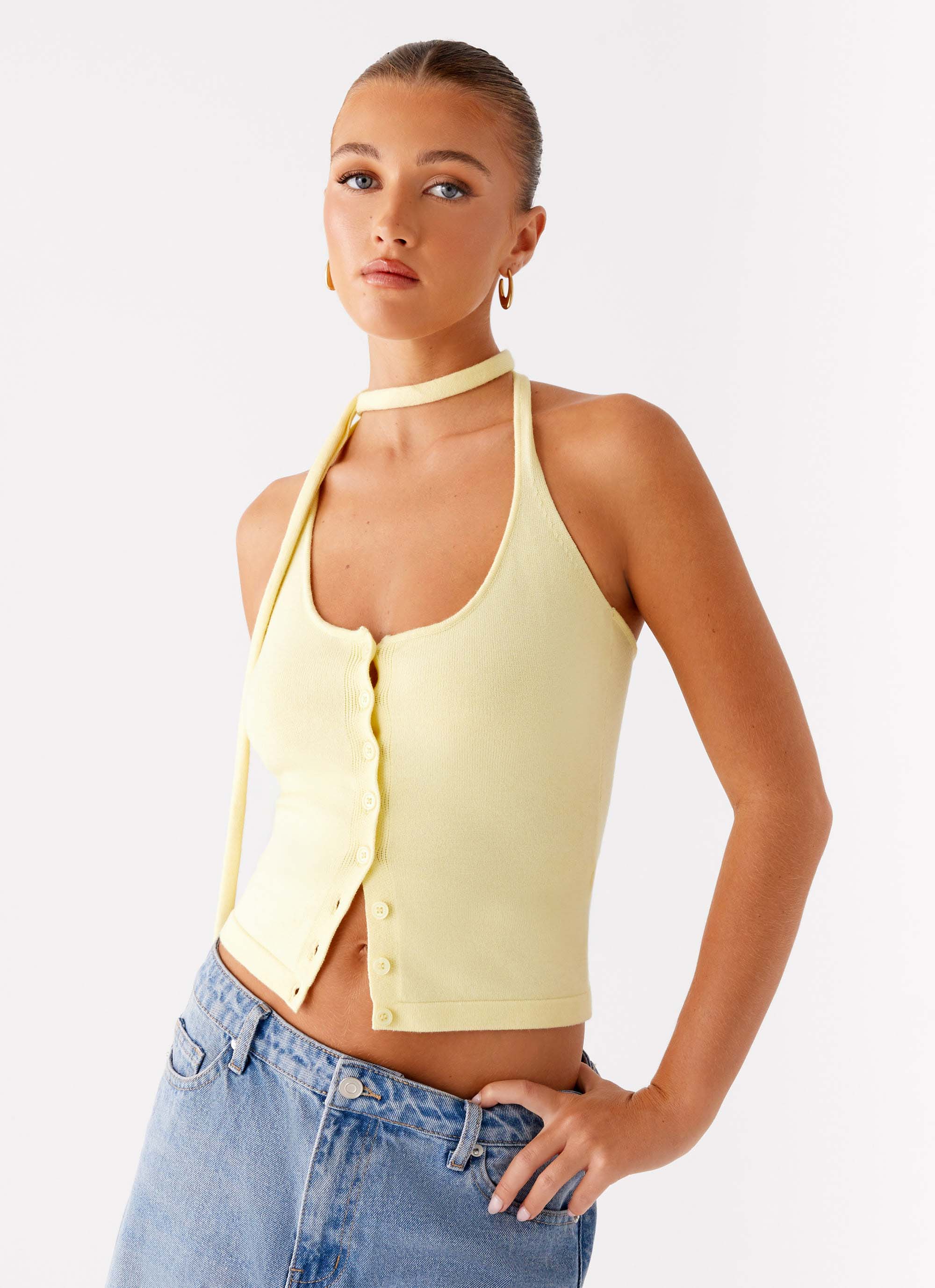 Madden Knit Scarf Top Yellow 4 Peppermayo