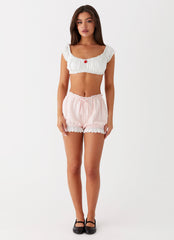 Womens Marcella Crop Top in the colour White in front of a light grey background