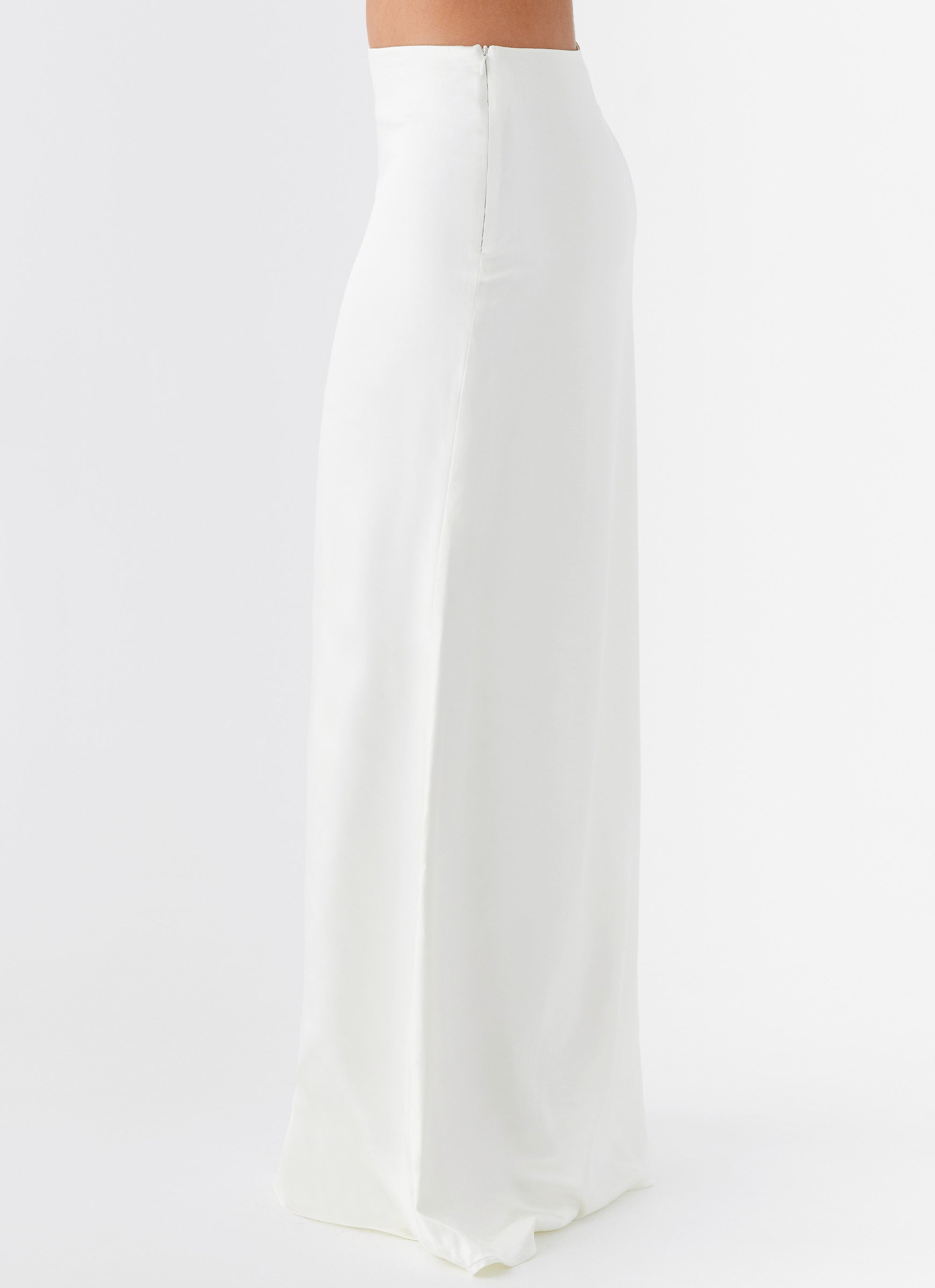 Womens Morgan Low Rise Maxi Skirt in the colour Ivory in front of a light grey background