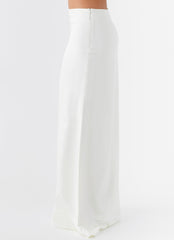 Womens Morgan Low Rise Maxi Skirt in the colour Ivory in front of a light grey background