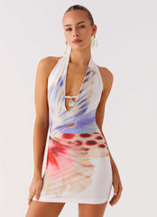 No Time Mini Dress - White Sea Bloom