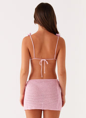 Palazzo Crochet Wrap Skirt Pink 3 Peppermayo