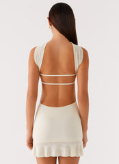 Pari Open Back Mini Dress Ivory 3