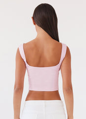 Womens Ambretta Corset Top in the colour Pink in front of a light grey background