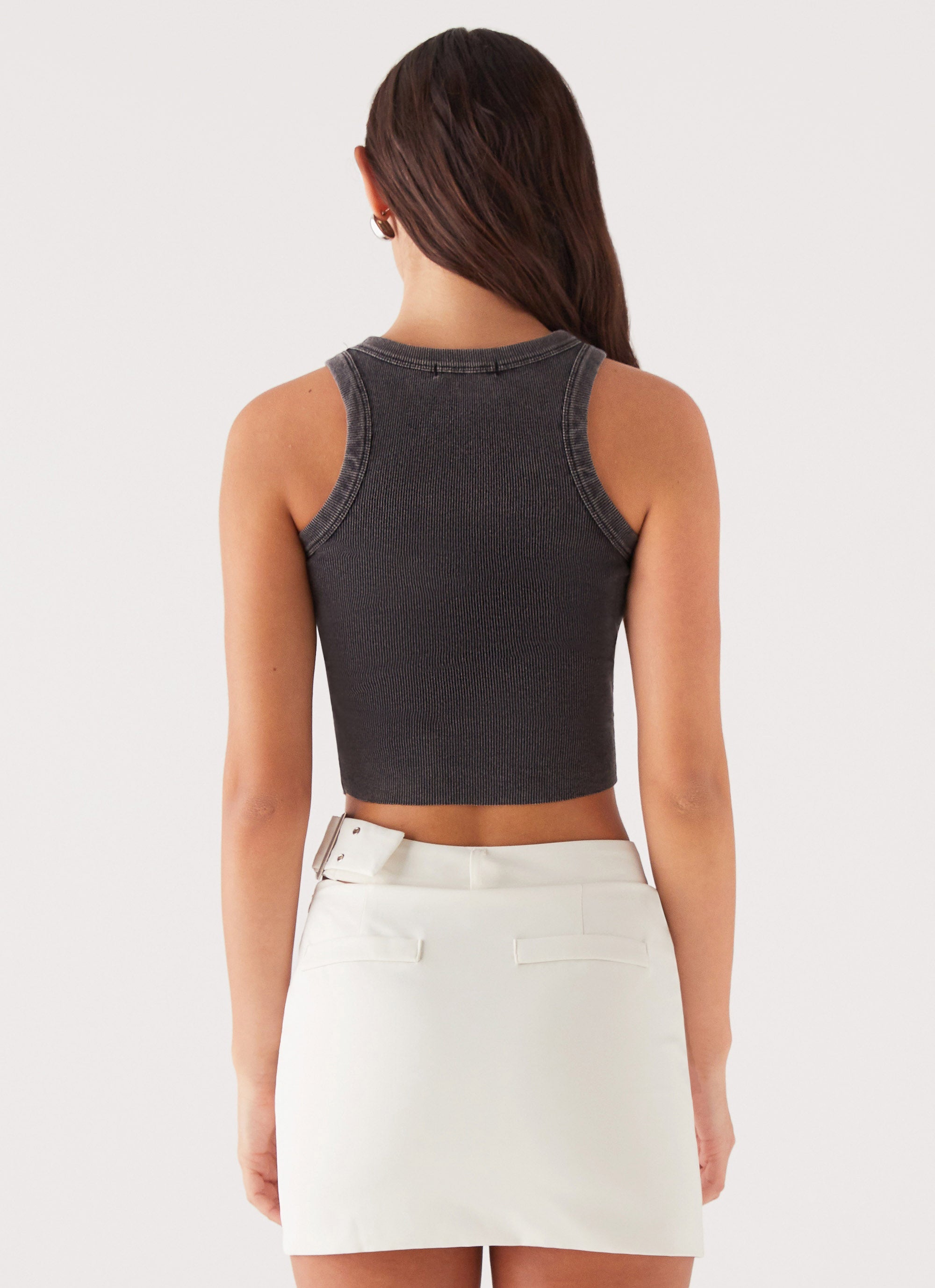Womens Danger Zone Cut Out Mini Skirt in the colour Ivory in front of a light grey background