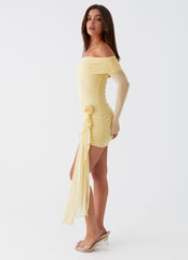 Womens Rosa Franca Mini Dress in the colour Yellow in front of a light grey background