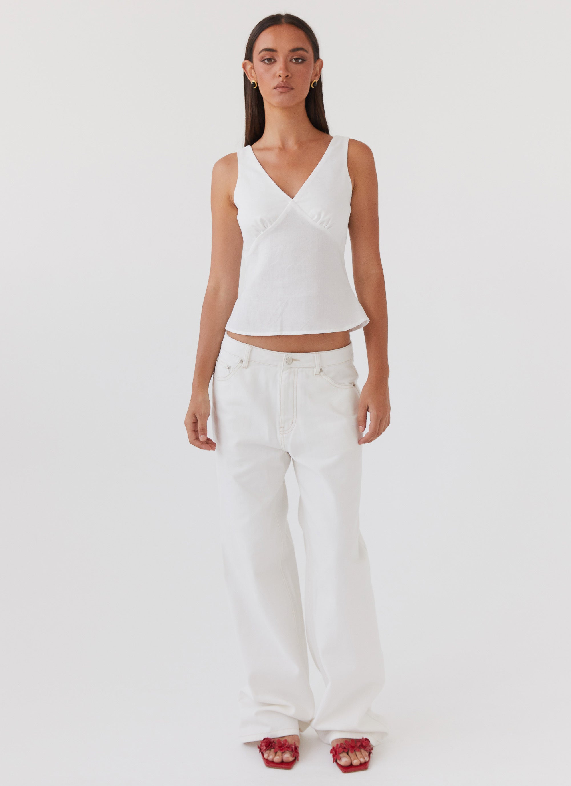 Womens Keanna Low Rise Denim Jeans in the colour Ivory in front of a light grey background