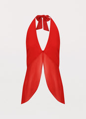 Womens At Last Halterneck Top in the colour Rouge Red in front of a light grey background