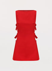 Womens Cherish You Buckle Mini Dress in the colour Red in front of a light grey background