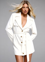 Womens Safia Blazer Mini Dress in the colour White in front of a light grey background