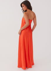 Womens Chantelle Strapless Maxi Dress in the colour Sunset in front of a light grey background