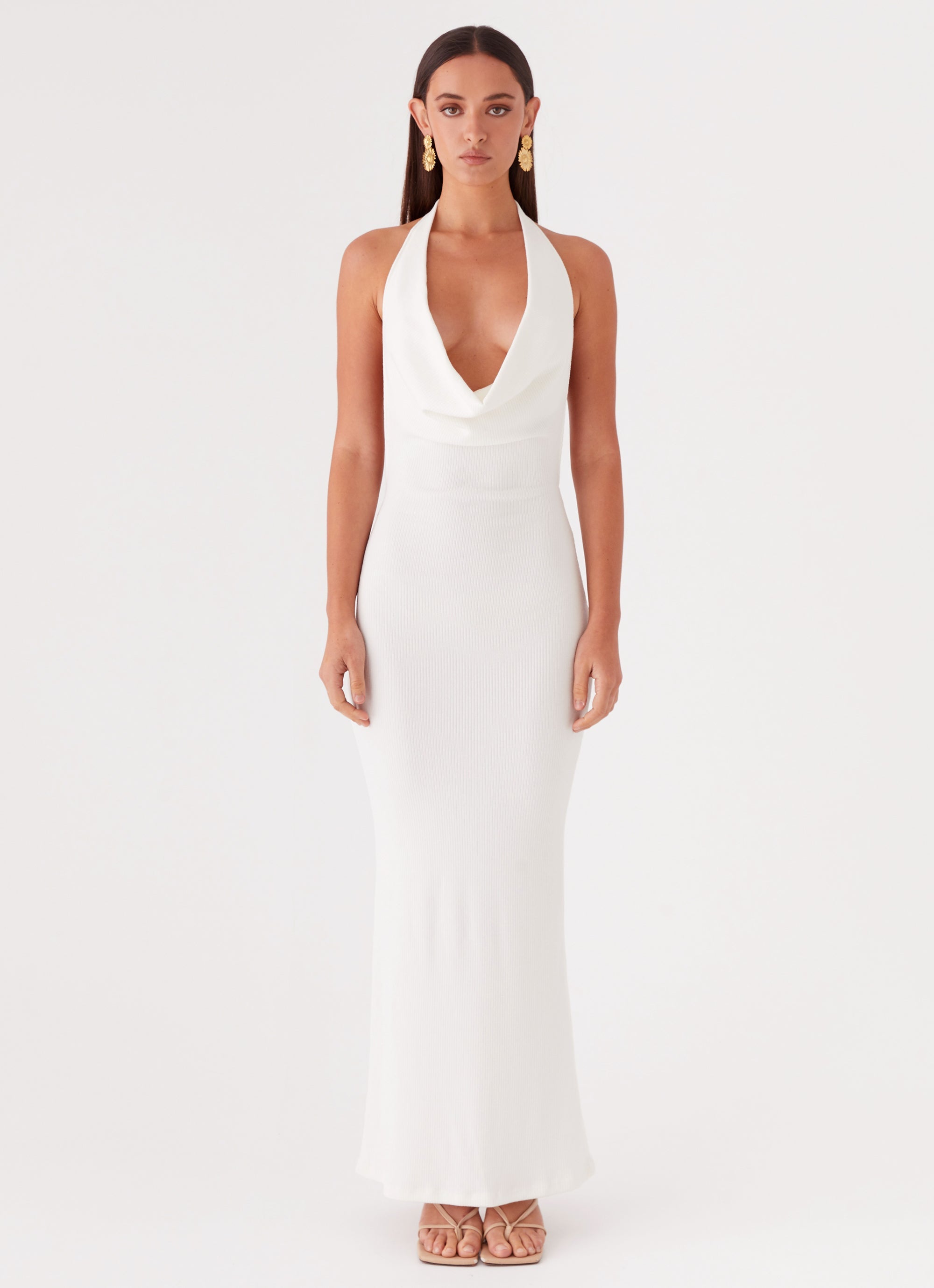 Womens Anella Maxi Dress in the colour White in front of a light grey background