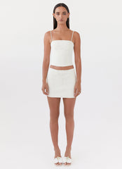 Womens Eliana Crop Top in the colour Ivory in front of a light grey background