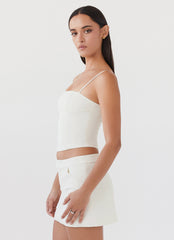 Womens Eliana Crop Top in the colour Ivory in front of a light grey background