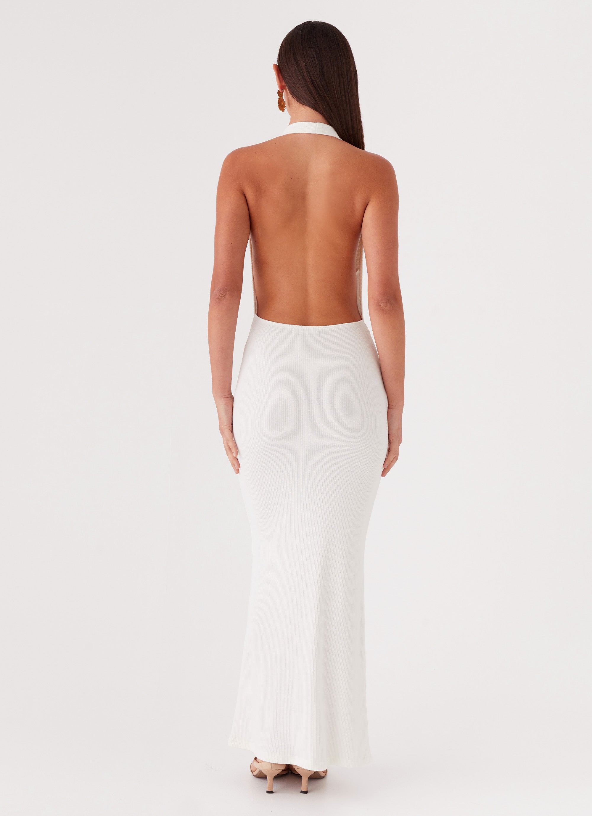 Womens Anella Maxi Dress in the colour White in front of a light grey background